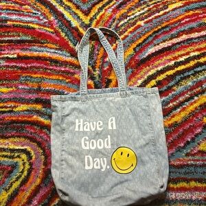 American Eagle Have A Good Day Smiley Face Denim Tote